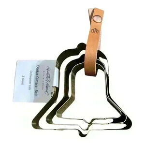 Hearth & And Hand With Magnolia Bell Cookie Cutters 3 Pieces Leather Strap NEW